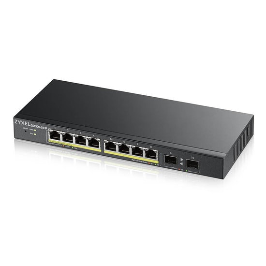 Zyxel Gs1900-10hp V2 8port Poe Gigabit + 2 Sfp Slot Switch GS1900-10HP-EU0102F Web Yönetilebilir Rack Mount Metal Kasa