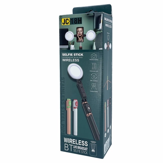 Nettech JC-18H Uzaktan Kumandalı Bluetooth Selfie Çubuğu (NT-100290) - Plastik Materyal, Tek Bacak Kademeli, Taşınabilir