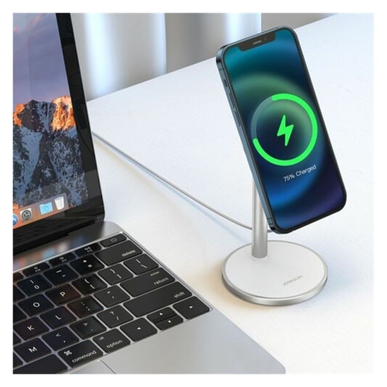 Joyroom JR-A52 Manyetik Kablosuz Şarj Telefon Masaüstü Standı (NT-92189) - Beyaz, MagSafe Destekli, Hızlı Şarj