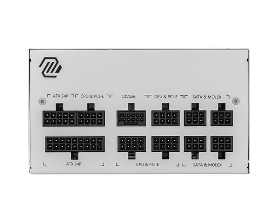 MSI MAG A850GL Beyaz 850W 80+ Gold Tam Modüler Güç Kaynağı - ATX 3.0, PCIe 5.0, 120mm Fan, Aktif PFC, Beyaz Tasarım