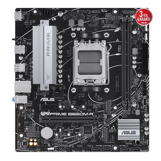 Asus Prime B650M-R AM5 DDR5 7200MHz Micro ATX Anakart: Ryzen 7000 Serisi, PCIe 4.0, Çift M.2, HDMI, 2.5G LAN, Aura RGB