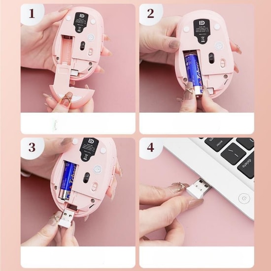 FD M702 Pembe Bluetooth Optik Mouse - 1500DPI, Sessiz Tıklama, Ergonomik Genel Kullanım, Kablosuz Özellikli