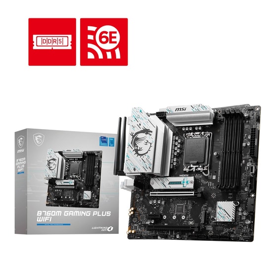 MSI B760M Gaming Plus WiFi Anakart: DDR5 6800MHz, LGA1700, 2.5G LAN, Wi-Fi 6E, M.2 Shield Frozr, HDMI, DP, USB 3.2, mATX