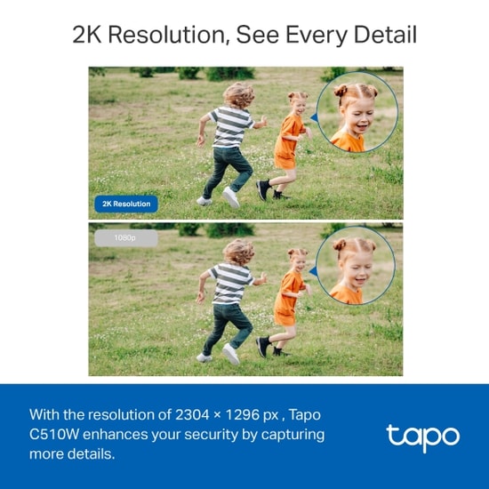 TP-Link Tapo C510W 3MP 2K Dış Ortam Pan/Tilt Güvenlik Kamerası - 30m Tam Renkli IR, IP65, 360 İzleme, Akıllı Algılama