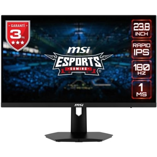MSI G244F E2 23.8" 180Hz 1ms Full HD Rapid IPS Oyuncu Monitörü - 1920x1080, 16:9, FreeSync Premium, HDMI, DP