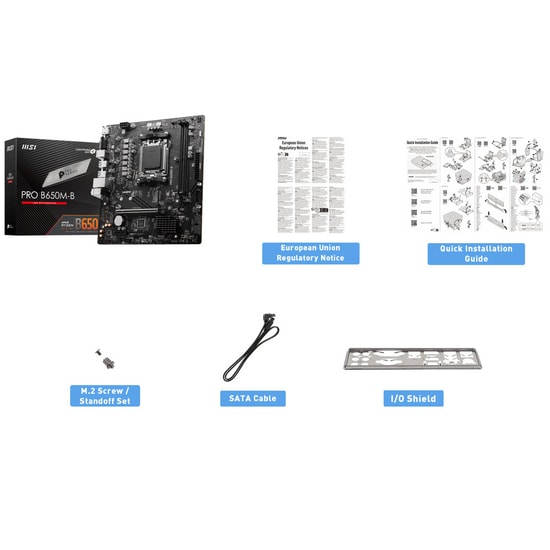 MSI PRO B650M-B AMD AM5 Micro ATX Anakart - DDR5 6800MHz(OC), PCIe 4.0, HDMI, VGA, M.2, USB 3.2, 2.5Gbit LAN