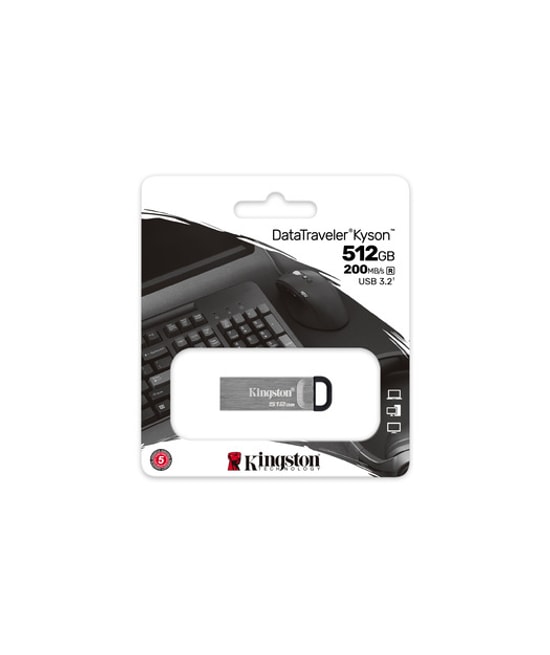 Kingston DataTraveler Kyson 512GB USB 3.2 Gen 1 Metal Flash Bellek - 200MB/s Okuma, 60MB/s Yazma Hızı, Gri, DTKN512GB