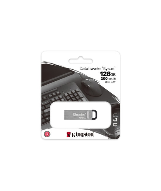 Kingston DataTraveler Kyson 128GB USB 3.2 Gen 1 Metal Flash Bellek (DTKN/128GB) - 200MB/s Okuma, 60MB/s Yazma Hızı