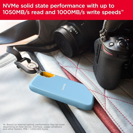 Sandisk Extreme 4TB Usb3.2 Taşınabilir SSD 1050MBs Okuma 1000MBs Yazma Açık Mavi SDSSDE61-4T00-G25B Güvenilir Performans