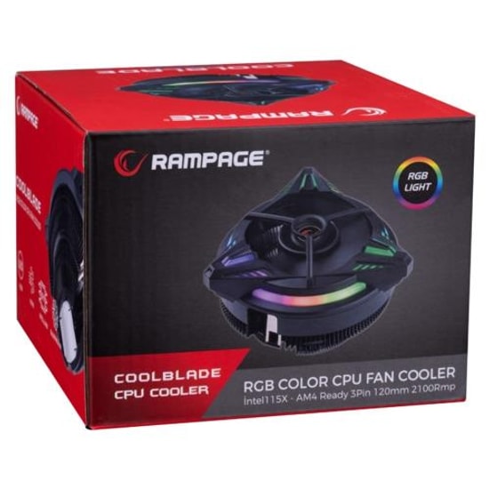 Rampage Coolblade RM-C03 Rainbow Hava Soğutmalı Cpu Fan 43cfm 80mm Fan Intel Lga1700/Amd Am5 Uyumlu Fan Ve Soğutucu