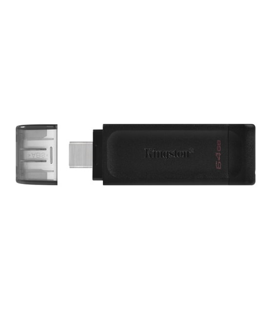 Kingston DataTraveler 70 64GB USB 3.2 Gen 1 Type-C Siyah Flash Bellek (DT70/64GB) - Taşınabilir, Hızlı Veri Aktarımı