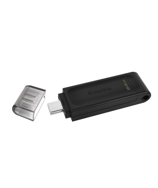 Kingston DataTraveler 70 64GB USB 3.2 Gen 1 Type-C Siyah Flash Bellek (DT70/64GB) - Taşınabilir, Hızlı Veri Aktarımı