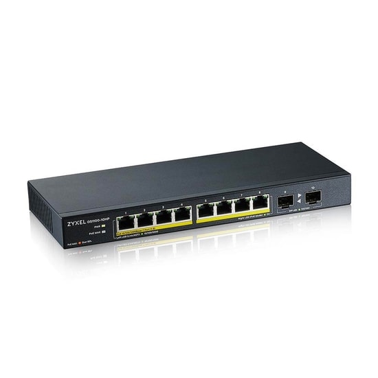 Zyxel GS1100-10HP 8 Port Gigabit Yönetilemez PoE Switch - 10 Port, 130W Güç, 2 Adet SFP Port, Metal Kasa