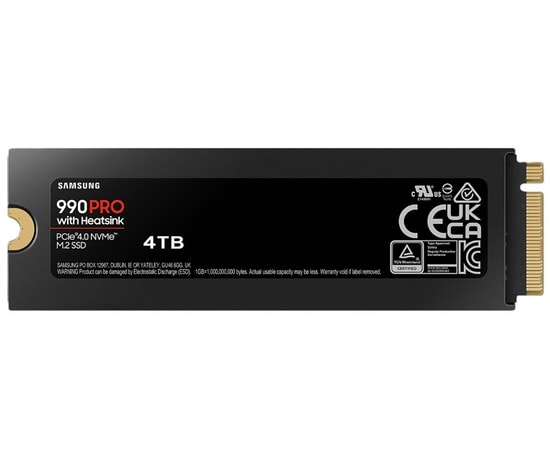 Samsung 990 PRO 4TB M.2 NVMe NAND SSD (MZ-V9P4T0CW) - 7450/6900 MB/s, PCIe 4.0, Soğutuculu, SMART Desteği, 4GB Cache