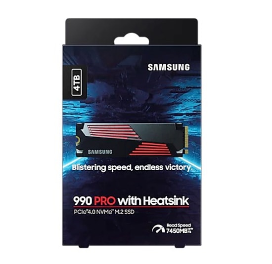 Samsung 990 PRO 4TB M.2 NVMe NAND SSD (MZ-V9P4T0CW) - 7450/6900 MB/s, PCIe 4.0, Soğutuculu, SMART Desteği, 4GB Cache