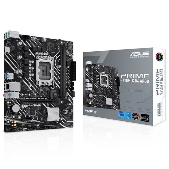 Asus Prime H610M-K D4 ARGB: Intel LGA1700, DDR4 3200MHz, M.2, HDMI, DP, USB 3.2, Armoury Crate Micro ATX Anakart