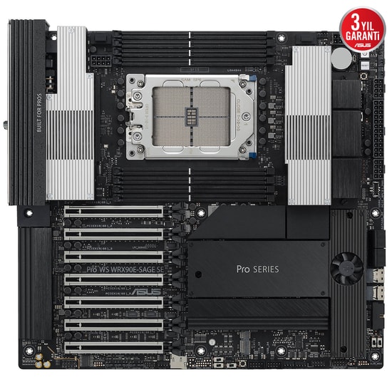ASUS PRO WS WRX90E-SAGE SE: AMD Threadripper PRO 7000WX, DDR5 8000 (OC), 4xM.2, 7xPCIe 5.0 x16, 2x10Gb LAN, EEB Anakart