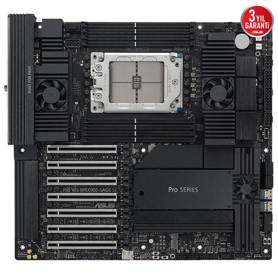 ASUS PRO WS WRX90E-SAGE SE: AMD Threadripper PRO 7000WX, DDR5 8000 (OC), 4xM.2, 7xPCIe 5.0 x16, 2x10Gb LAN, EEB Anakart