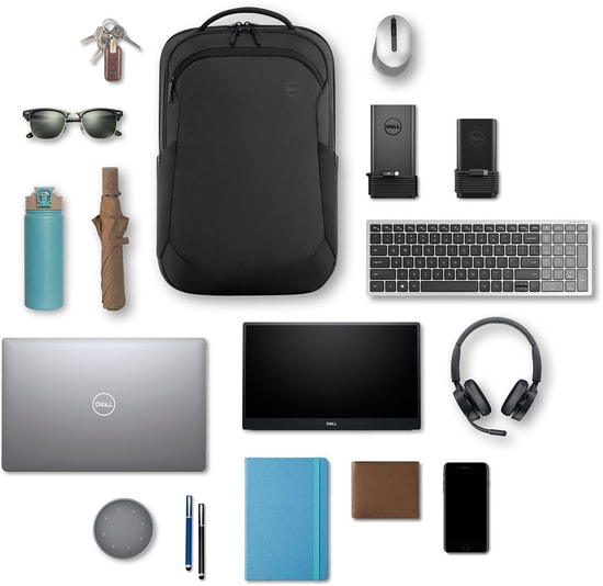Dell EcoLoop Pro CP5723 16" Siyah Notebook Sırt Çantası (460-BDLE) - Su Geçirmez, Suluk Bölmeli, Geniş Ana Bölme