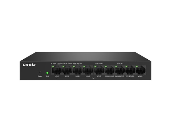 Tenda G0-8G-POE 9 Port Gigabit PoE Router - 1000 Mbps Bağlantı, 95W PoE Destekli, VPN ve Uzaktan Yönetim Özellikli
