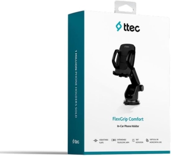 Ttec Flexgrip Comfort 2TT24 Araç içi Vakumlu Telefon Tutucu - Ayarlanabilir Grip, 360 Dönebilir, Uzatılabilir