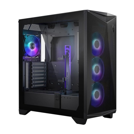MSI MPG Gungnir 300R Airflow Siyah E-ATX Mid Tower Kasa - 4x120mm ARGB, Temperli Cam, 12 Fan Kapasitesi, PSU Yok