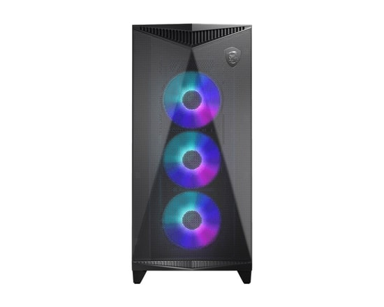 MSI MPG Gungnir 300R Airflow Siyah E-ATX Mid Tower Kasa - 4x120mm ARGB, Temperli Cam, 12 Fan Kapasitesi, PSU Yok