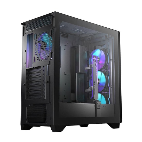 MSI MPG Gungnir 300R Airflow Siyah E-ATX Mid Tower Kasa - 4x120mm ARGB, Temperli Cam, 12 Fan Kapasitesi, PSU Yok