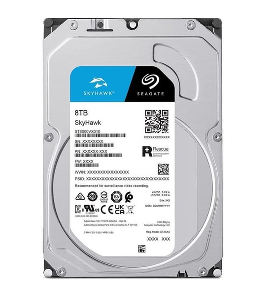 Seagate Skyhawk 8TB Güvenlik Diski (ST8000VX010) 3.5" SATA 64 HD Kamera, 5400RPM, 256MB, 7/24 Sensörlü Güvenlik HDD