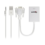 Qport Q-VH VGA to HDMI Çevirici Dönüştürücü + Ses Kablosu - Full HD Görüntü Aktarımı, Kompakt Tasarım, VGA+, HDMI-