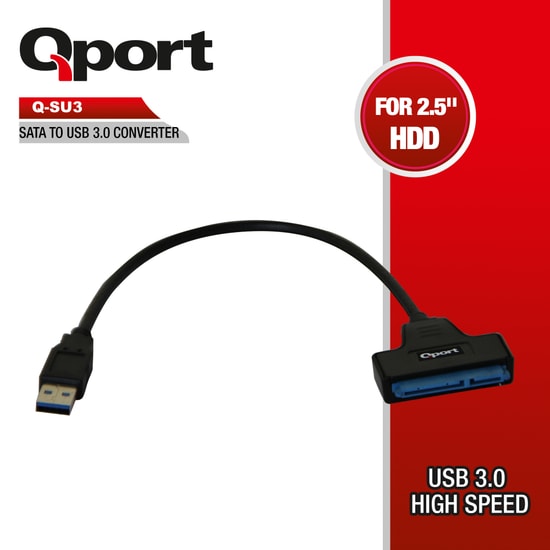 Qport Q-SU3 SATA to USB 3.0 Çevirici Adaptör Kablo (1x3x20cm) Yüksek Hızlı Dönüştürücü, 2.5 inç Harddisk SSD Uyumlu