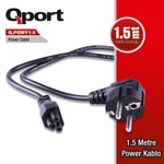 Qport Q-POWY1.5 Yonca NTB Power Kablosu 1.5 Metre - 220V Topraklı Yonca Tipi Güç Kablosu, Laptop Adaptör Uyumlu Bağlantı