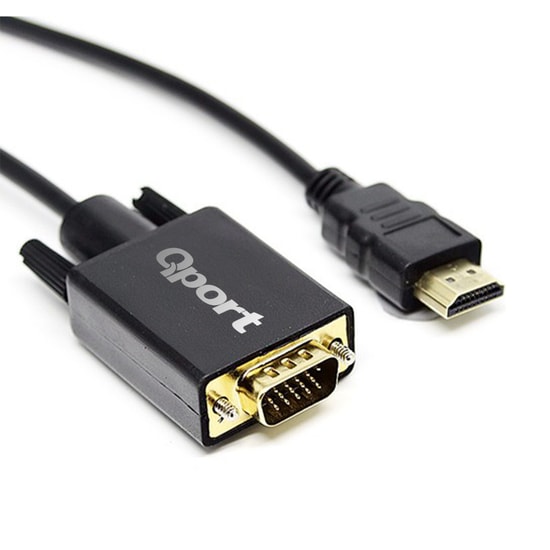 Qport Q-HVG18 HDMI to VGA Çevirici Kablo 1.8 Metre - 1080p Full HD Görüntü Aktarımı, Yüksek Çözünürlüklü Dönüştürücü
