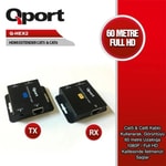 Qport Q-HEX2 60 Metre Full HD HDMI Extender - 60 Metre CAT6 Üzerinden Görüntü Aktarıcı, 2'li Kit, Adaptör Dahil