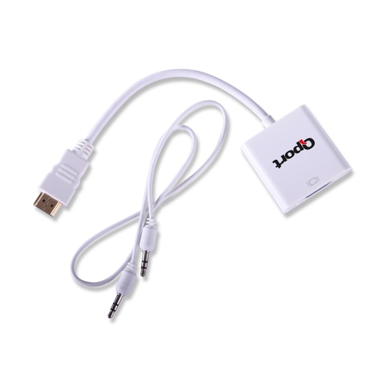 Qport Q-HD-VGJ-HVJ HDMI to VGA Çevirici Dönüştürücü Adaptör - Full HD 1080p Görüntü Aktarımı, Kompakt Tasarım