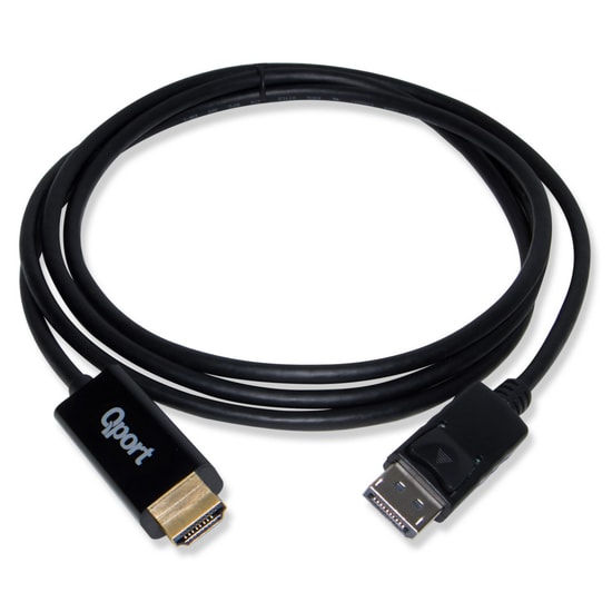 Qport Q-DPH DisplayPort to HDMI 1.8m Kablo - 4K Çözünürlük Desteği, Altın Kaplama Konnektör, Görüntü Dönüştürücü Adaptör