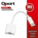 QPORT Q-DP-VGA Display Port to VGA Dönüştürücü Adaptör 1080p - 16cm Kablo, Yüksek Çözünürlüklü Görüntü Aktarımı
