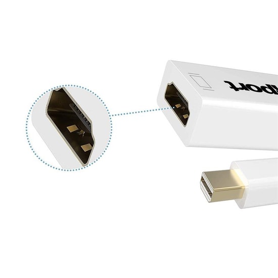 Qport Q-DP-HDM Mini DisplayPort to HDMI Çevirici Adaptör - 15cm Kablo, 4K Destekli, Full HD Görüntü Aktarımı