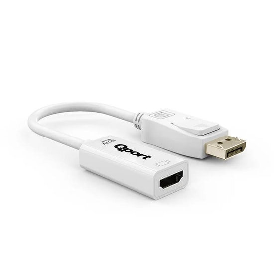 Qport Q-DP-HDB DisplayPort to HDMI 4K Çevirici Adaptör - 16cm Kablo, Ultra HD Görüntü Aktarımı, Tak Çalıştır