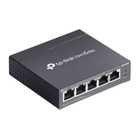 TP-Link Omada DS105GP Switch: 5 Port Gigabit PoE+ (64W), 250m PoE, Otomatik Kurtarma, Metal Kasa, Yönetilemez Anahtar
