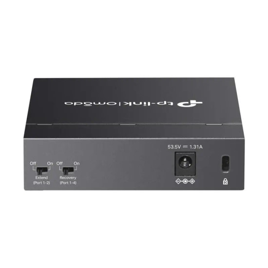 TP-Link Omada DS105GP Switch: 5 Port Gigabit PoE+ (64W), 250m PoE, Otomatik Kurtarma, Metal Kasa, Yönetilemez Anahtar