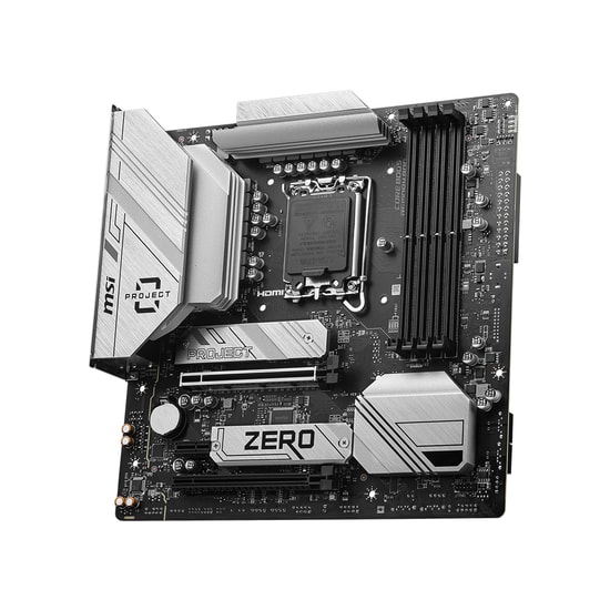 MSI B760M Project Zero Anakart - LGA 1700, DDR5 7800MHz(OC), PCIe 5.0, M.2, USB 3.2, HDMI, DP, WiFi 6E, 2.5G LAN, mATX