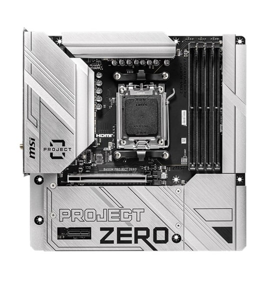 MSI B650M Project Zero Anakart - AM5, DDR5 7600MHz(OC), M.2, HDMI 2.1, DP 1.4, WiFi 6E, 2.5G LAN, BT 5.3, USB-C, mATX