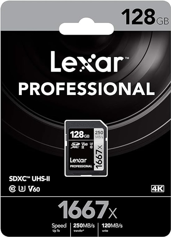 Lexar 128gb LSD128CB1667 Sdxc Professional 1667x Sdxc Uhs-Ii Cards 250mb/S Read 120mb/S Write C10 V60 U3 Kart Bellek