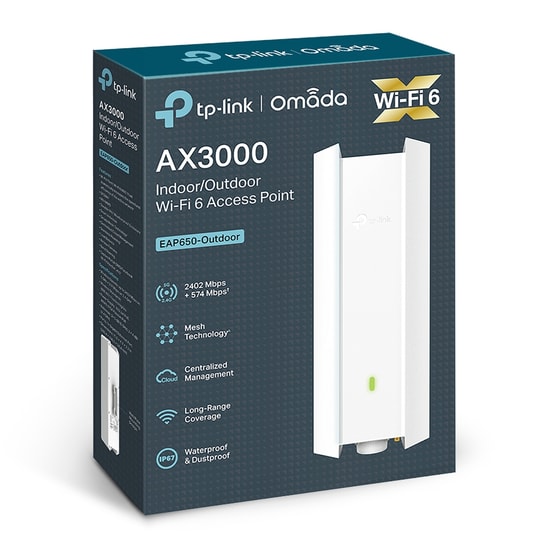 Tp-Link Omada EAP650-OUTDOOR Ax3000 Dual Band Wifi6 1xgbit Rj45 574mbps/2.4ghz/2402mbps/5ghz Access  Access Point Router