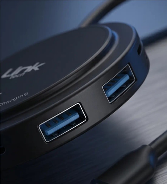 LinkTech A200 Premium 7in1 Kablosuz Şarj Pedi USB-C Hub ve Kart Okuyucu (LPA-A200) - 100W PD, 15W Hızlı Şarj Desteği