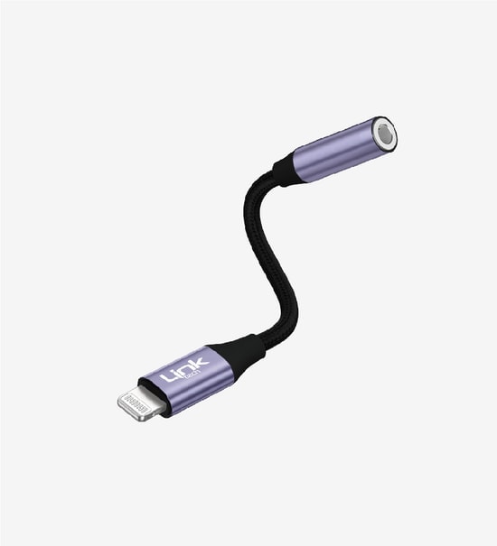 LinkTech A199 Lightning 3.5mm AUX Jakı Adaptörü Beyaz (LAC-A199) - 14cm Örgü Kablo, Tak-Çalıştır Ses Aktarımı