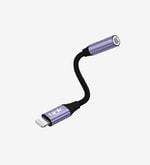 LinkTech LAC-A199 Lightning to 3.5mm AUX Adapter - Purple, Plug & Play, High Sound Quality, Durable Connector Design
