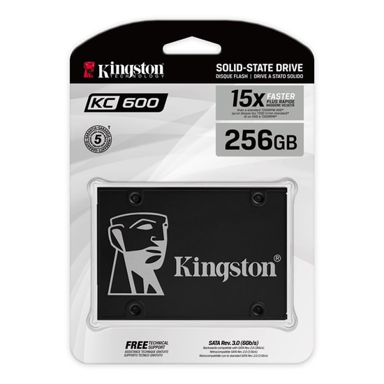 Kingston KC600 256GB 3D NAND SSD (SKC600/256G) - 550/500MB/s Veri Hızı, 2.5" SATA 3.0, 256 MB Cache, 256bit Şifreleme