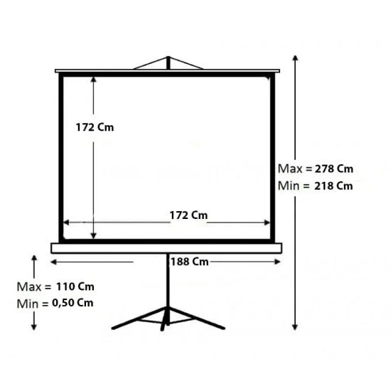 Codegen TX-18 Tripod Projeksiyon Perdesi 180x180 cm - Taşınabilir, Manuel, Yüksek Yansıtma, Kolay Kurulum, Siyah Fon